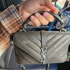 Sheepskin Matelasse Chevron Monogram College Chain Wallet Coal